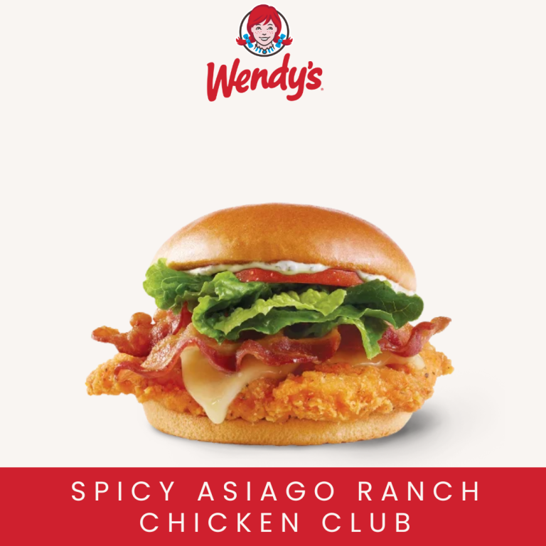 Wendy's Spicy Asiago Ranch Chicken Club along with Price, Calories, Ingredients, Allergens and Nutritional Information