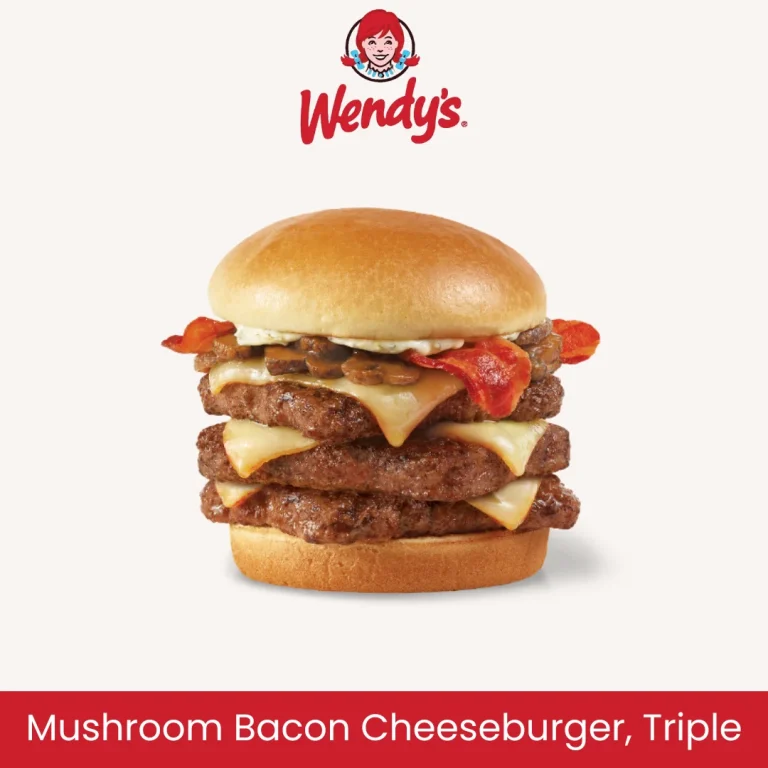 Wendy's Mushroom Bacon Cheeseburger, Triple with price calories